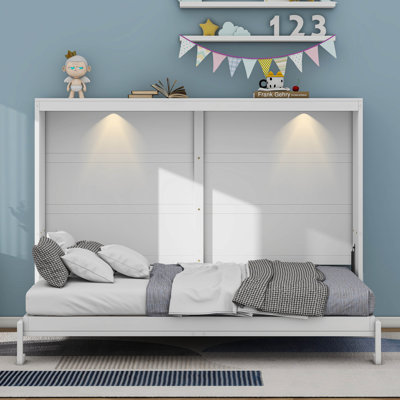 Queen Size Horizontal Murphy Bed Wall Bed With LED Lights by Cosmic