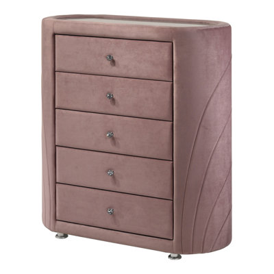 Echikson 5-Drawer Upholstered Chest in Pink by Everly Quinn