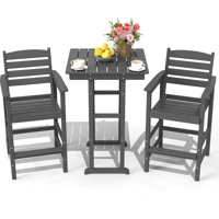 Hdpe Outdoor Patio Bar Set, Tall Adirondack Bar Chair And Table Set (3 Pcs) by Conpsxc