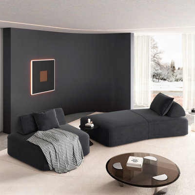 Modern Light Luxury Oversized Modular Sectional Sofa Set,DIY Upholstered Fluffy Chenille Sofa with Removable Backrests and Soft Pillows,Deep Seat Couc