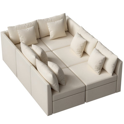 Heirling Upholstered Modular Sectional Sofa Convertible U Shaped Sectional Couch With Storage Ottomans by Latitude Run