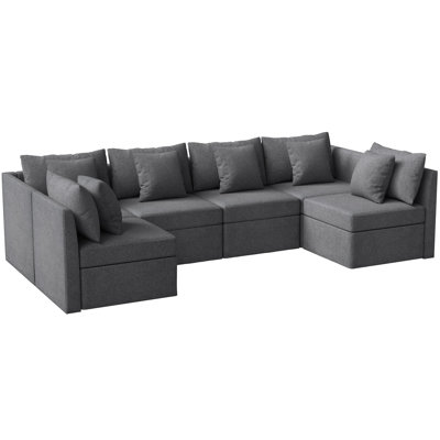 Heirling Upholstered Modular Sectional Sofa Convertible U Shaped Sectional Couch With Storage Ottomans by Latitude Run