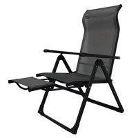Caravan Sports Ergo+ Outdoor Steel Folding Patio Chair with Adjustable Recliner and Foot Rest, Gray by Caravan Canopy