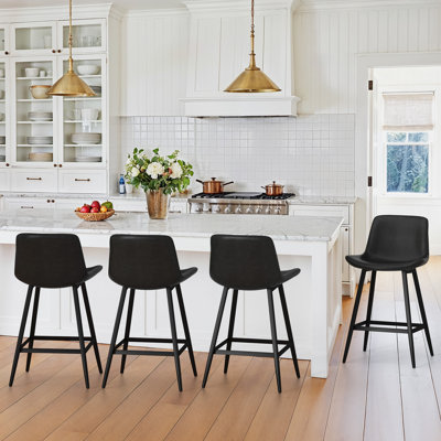 Upholstered  Counter Stool with Metal Frame And Footrest Bar Stools Set of 2/4 by George Oliver
