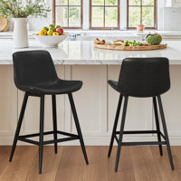 Upholstered Counter Stool with Metal Frame And Footrest Bar Stools Set of 2/4 by George Oliver