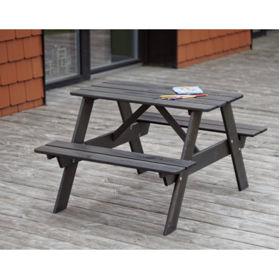 Olhouser Kids Solid Wood Rectangular Outdoor Table and Bench by Harriet Bee
