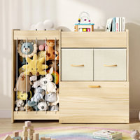 Multifunctional storage cabinet, equipped with a plush storage compartment, double-layer toy storage drawers, by Wayfair