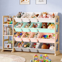 Toy Storage Organizer - Toy Organizers And Storage With Bookshelf, Toy Storage Shelf With 4 Shelves And 16 Storage Bins, Kids Bookshelf And Toy Storag by Wayfair