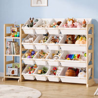 Toy Storage Organizer - Toy Organizers And Storage With Bookshelf, Toy Storage Shelf With 4 Shelves And 16 Storage Bins, Kids Bookshelf And Toy Storag by Wayfair