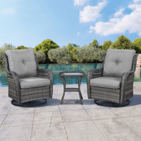Schutt Outdoor Schutt Rocking Polyethylene (PE) Wicker Chair with Cushions by Red Barrel Studio
