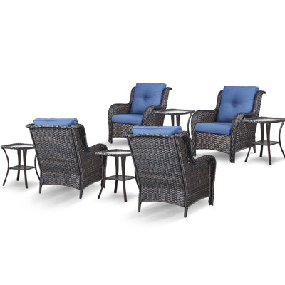 Schutt 8 - Pieces Rattan Multiple Chairs Seating Group with Cushions and Side Table