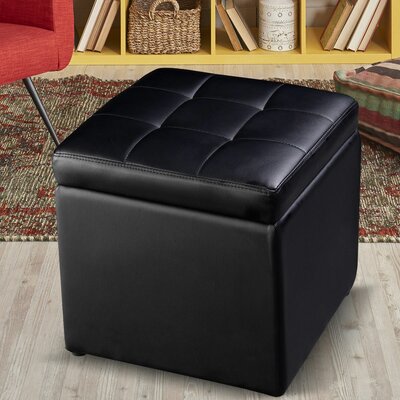 Plainview 16" Wide Faux Leather Square Storage Ottoman by Charlton Home