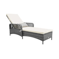 Costway Pe Rattan Chaise Lounge Chair Armrest Recliner Adjustable Pillow by Costway