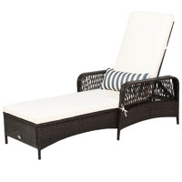 Costway Pe Rattan Chaise Lounge Chair Armrest Recliner Adjustable Pillow by Costway