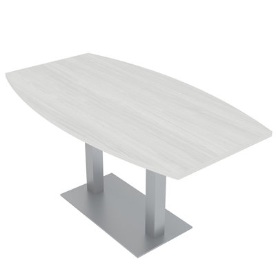 Boat Shaped Conference Table with Double Metal Post Base by Inbox Zero