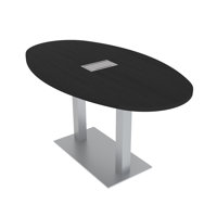 Oval Shaped Conference Table with Power And Data Module 6 Person Meeting Room Table by Inbox Zero