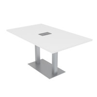 Rectangle Conference Table with Double Metal Post Base | Electrical Unit by Inbox Zero
