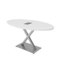 Oval Conference Room Table with x Base and Power Unit by Inbox Zero