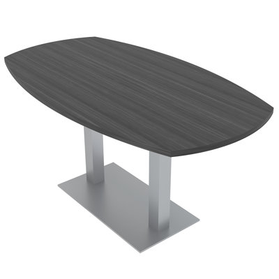 Arc Boat Shaped Conference Table with Double Base by Inbox Zero