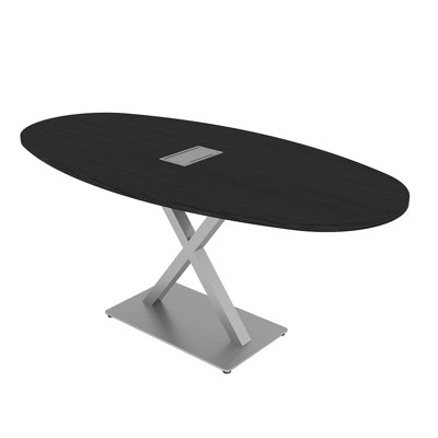 Boat Oval Shaped Conference Table with Power and Data Module by Inbox Zero
