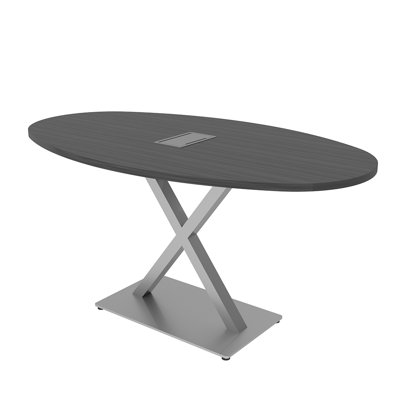 Boat Oval Shaped Conference Table with Power and Data Module by Inbox Zero