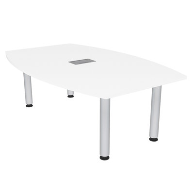 Powered Boat Shaped Conference Table With Silver Post Legs by Inbox Zero