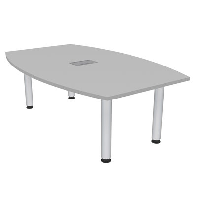 Powered Boat Shaped Conference Table With Silver Post Legs by Inbox Zero