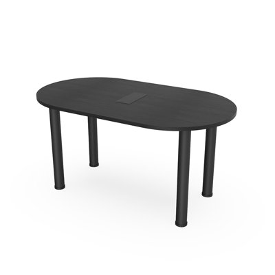 Racetrack Conference Table with Power and Data w Silver Post Legs by Inbox Zero
