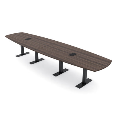 Pavert Arc Boat Conference Table with Metal T Base | Electrical Unit by Inbox Zero
