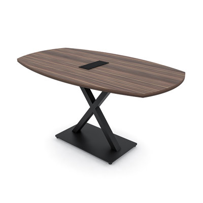Pavert Arc Boat Conference Table with Metal X Base | Electrical Unit by Inbox Zero