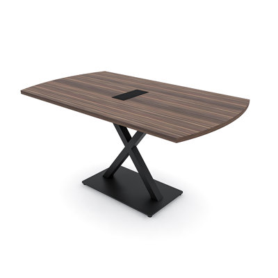 Pavert Arc Rectangle Conference Table with Metal X Base | Electrical Unit by Inbox Zero