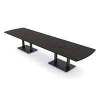 Pavert Arc Rectangle Conference Table with Double Metal Post Base | Electrical Unit by Inbox Zero