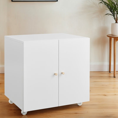 Stylish Mobile Printer Stand With Door, Locking Wheels, And Adjustable Shelves For Letter/Legal/A4 by Livego