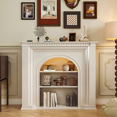 Solid + Manufactured Wood white Fake Fireplace Entrance Cabinet by Coxambrey