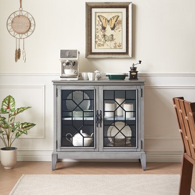 Gudbrand 36"W Wood Accent Cabinets With Glass Door and Adjustable Shelf by Charlton Home