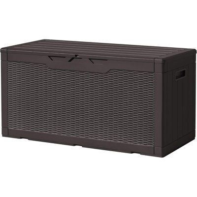 Gallon Deck Box, Waterproof Resin Outdoor Storage Box For Outside And Patio, Large Outdoor Storage Bench Cabinet Lockable For Patio Furniture, Garden by Textiles Hub