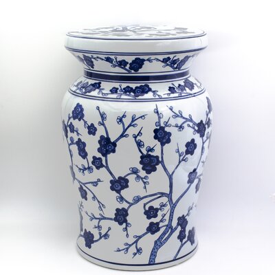 Herschel Blue Garden White Cherry Blossom Podium Stool by Birch Lane
