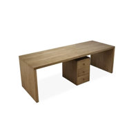Wood color Rectangle Solid Wood Desks by Cozynest
