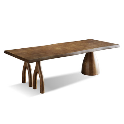 Nut-brown Free form Solid Wood Dining Table by Cozynest