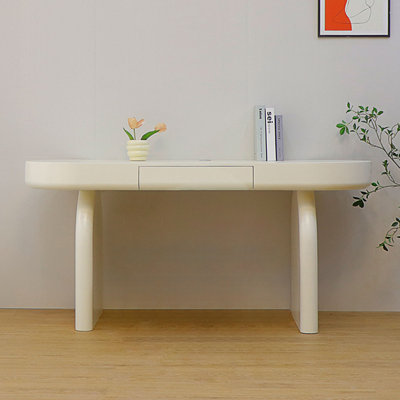 White Oval Manufactured Wood desks by Cozynest