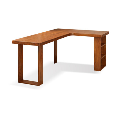 Walnut L-Shaped Solid Wood desks by Cozynest