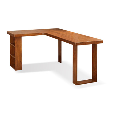 Walnut L-Shaped Solid Wood desks by Cozynest