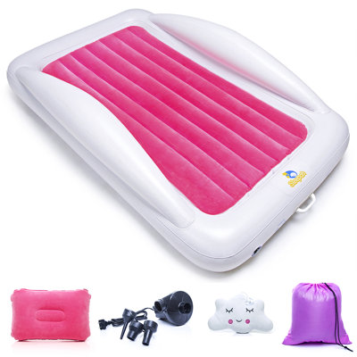 Toddler Travel Bed, Inflatable Kids Mattress With Pump Pillow And Carry Bag - Pink by Sleepah