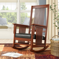 Classic Brown 22.5" W x 19.5" D Rocking Chair with Plush Faux Leather Seat
