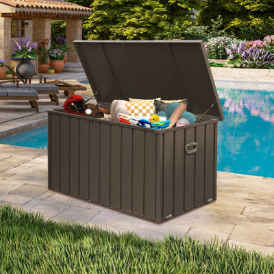 120 Gallons Outdoor and Indoor Metal Storage Deck Box by Domi Louvered