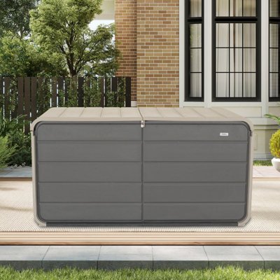 Outdoor and Indoor Plastic Storage Deck Box with Lock and Wheels by Domi Louvered