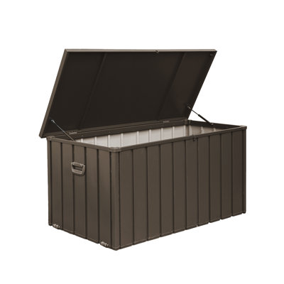190 Gallons Outdoor and Indoor Metal Storage Deck Box by Domi Louvered