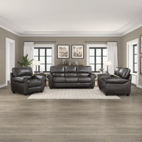 Neoga 3 Piece Genuine Top Grain Leather Seating Living Room Set