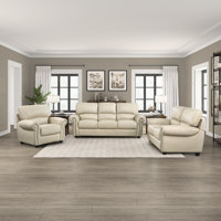 Neoga 3 Piece Genuine Top Grain Leather Seating Living Room Set by Darby Home Co
