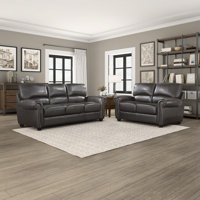 Neoga 2 Piece Genuine Top Grain Leather Roll Arm Living Room Set by Darby Home Co